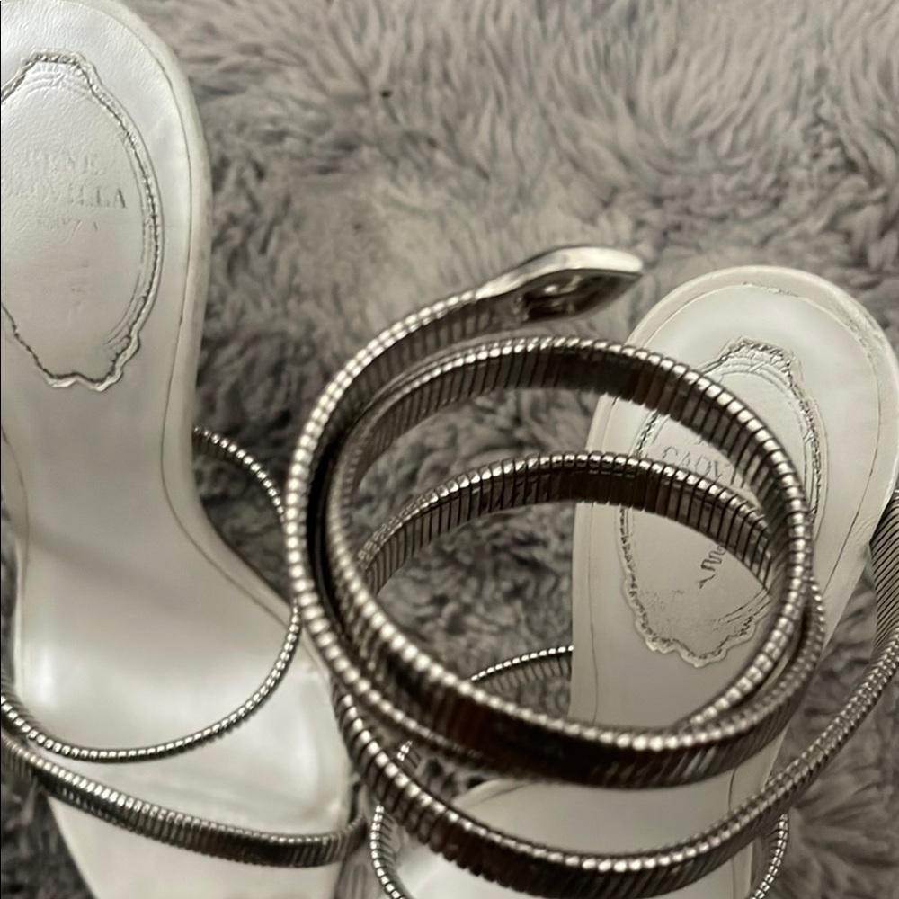 Rene Caovilla Silver Spiral Heels
